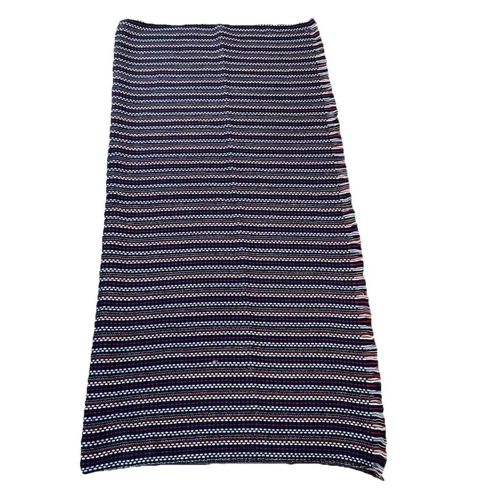 Talbots Fringe Scarf Throw Blanket‎ Red White Blue